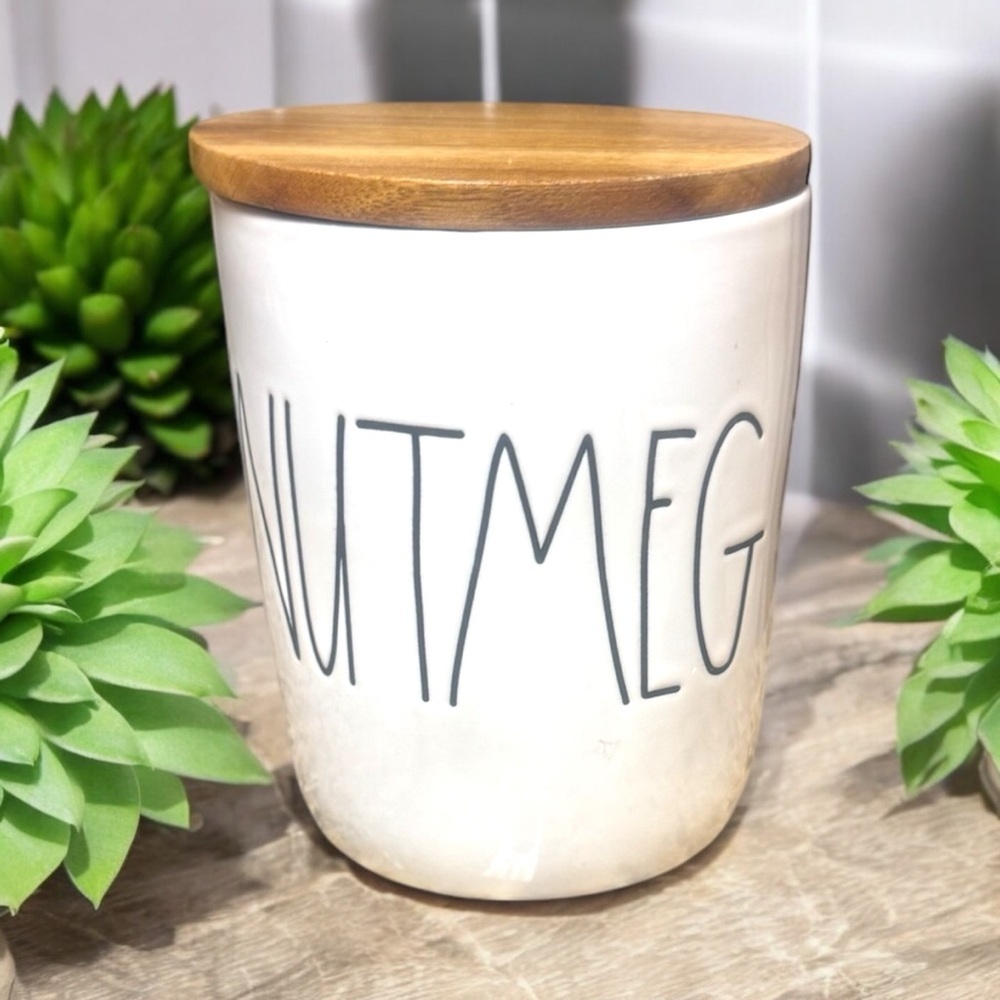 Rae Dunn Nutmeg Cellar Canister Wood Lid 2018